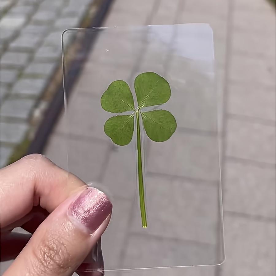 10pcs Lucky Clover Postcards Grass Transparent Wishing Cards Ideal for Bookmark Decoration Perfect Holiday Gifts School Supplies