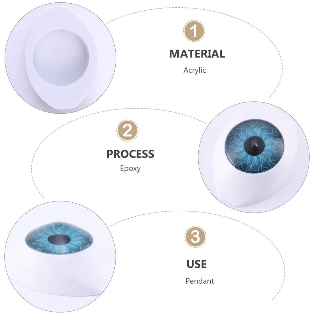 Iplusmile 20 buc Ochi de Păpușă, Globuri Oculare 3D Rotunde și Semirotunde, 23mm (Culori mixte), pentru proiecte DIY de Halloween