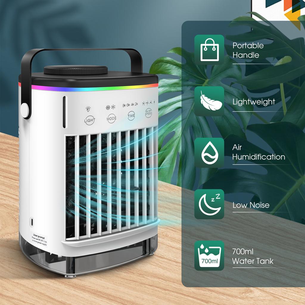 Portable Air Conditioner Water Cooling Fan Night Light Air Cooler Fan Air Conditioning Desktop Air Conditioner Electric Fan