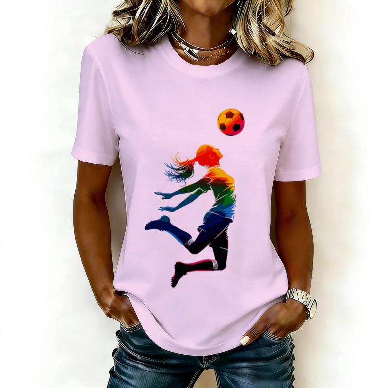 2026 Casual Women's Short-Sleeve T-Shirt with USA-Canada-Mexico World Cup Football Match Print