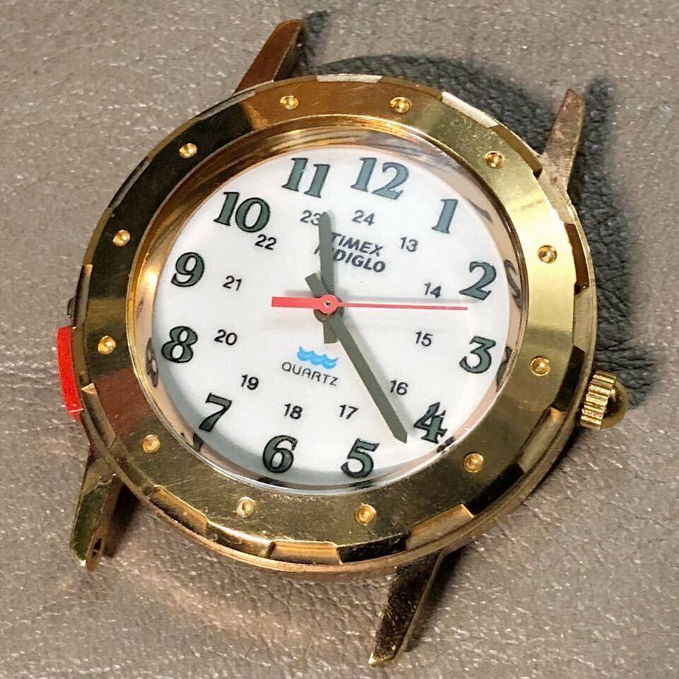 [Немедленное решение/Бесплатная доставка] TIMEX INDIGLO Винтажные часы золотой корпус кварцевые б/у часы Fudo Junk