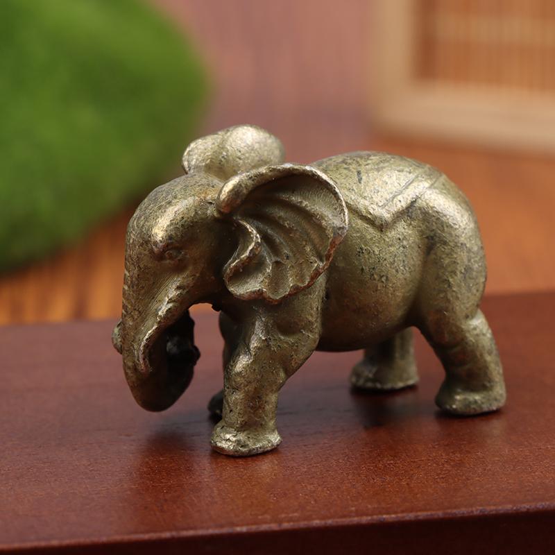 Minature Elephant Tortoise Dog Figurines Tea Pet Table Ornament Decorations Metal Animal Crafts Home Decor Living Room