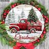 Wooden Christmas Sign with Classic Red Pickup Truck Pattern, Warm Winter Christmas Ornament for Front Door Wall Hanging Decor, Ideal Christmas Decor