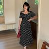 Large size women's Hepburn style polka dot dress 2026 summer waist thin elegant long skirt 254771