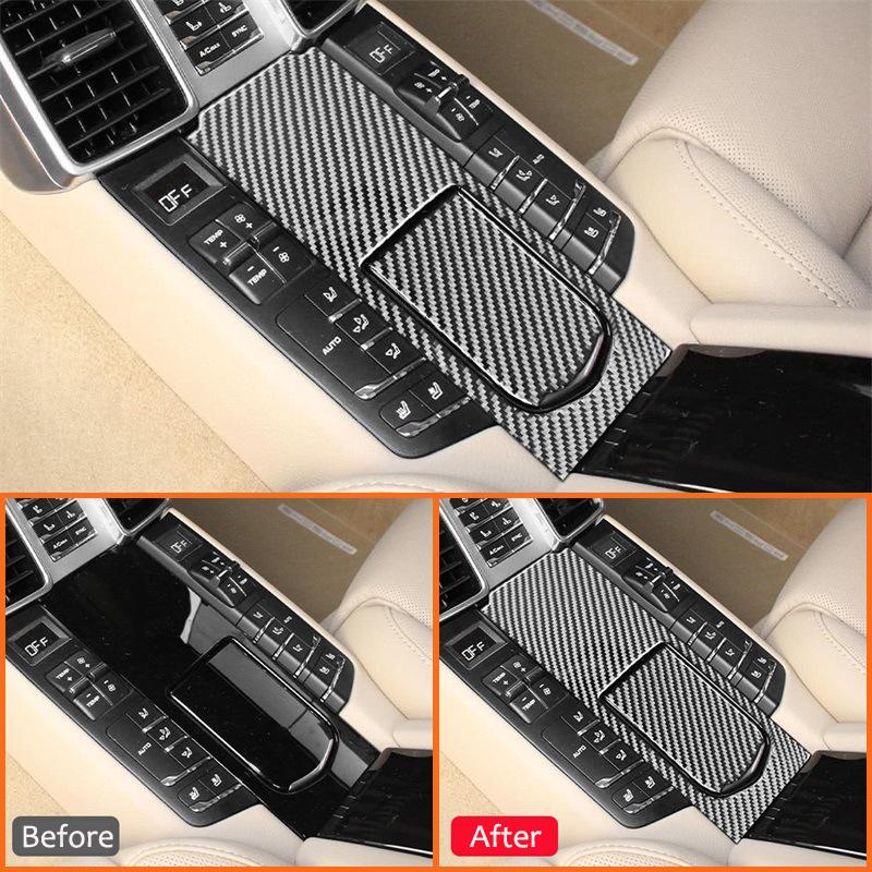 For Porsche Paramela 2010-2017 Carbon Fiber Car Rear Center Console Storage Box Panel Trim Cover Interior Decoration Sticker