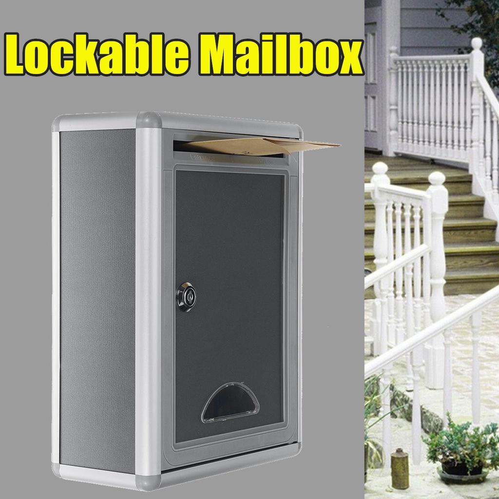 Outdoor Security Locking Mailbox Letter Box Suggestion Box Newspaper Mail Letter Post Home Garden Aluminum Alloy Mailbox