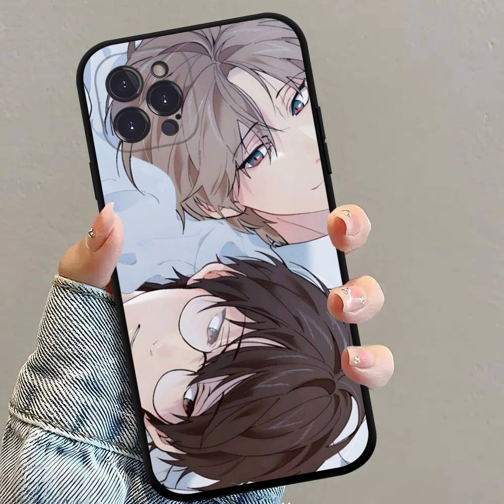 Korean Comics Lost In The Cloud Black Silicone Matte Phone Case For iphone 17 Air 16 15 14 13 12 11 Pro Max Plus Back Cover TPU
