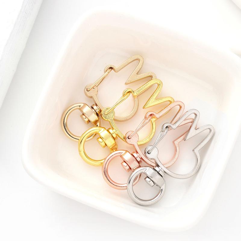 10Pcs Rabbit Hollow Key Chain Key Ring Keychain Diy Accessories Lobster Clasp