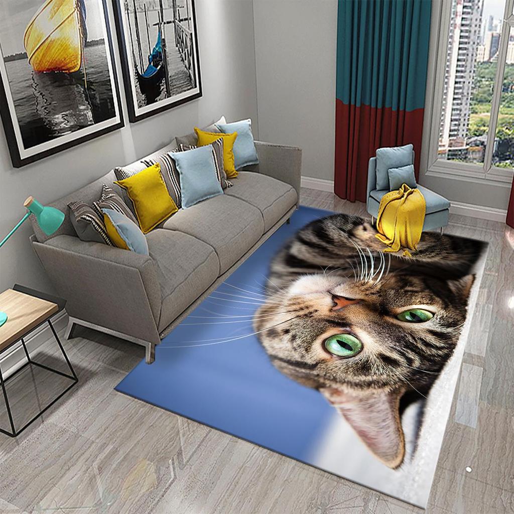 3D schöne Katze Teppich Teppich für Wohnzimmer Schlafzimmer Sofa Fußmatte Dekoration Kinder spielen rutschfeste Bodenmatte Badezimmer rutschfeste Teppich
