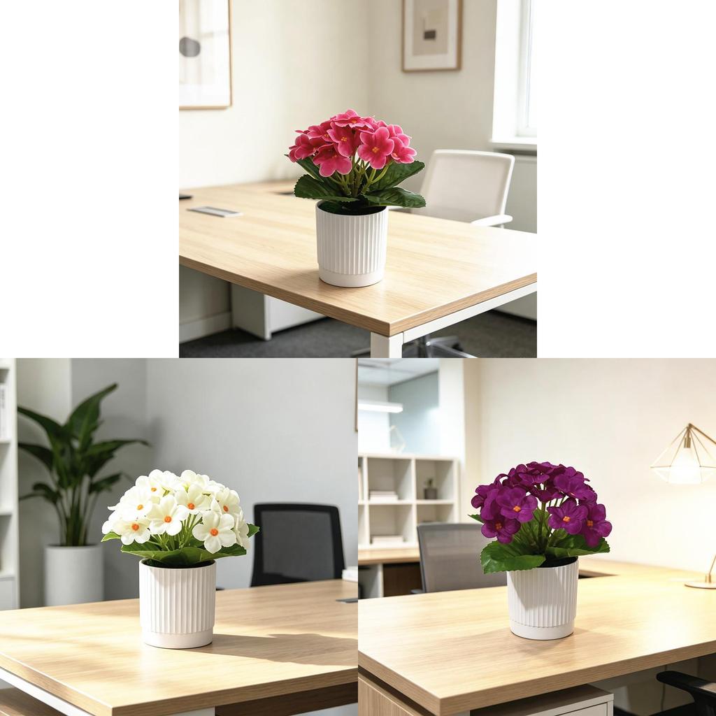 Purple Violet Artificial Plant With Plastic Base For Home Decor And Photography Props