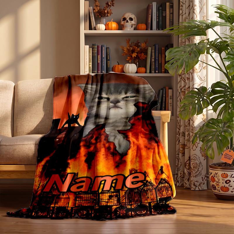 cat meme Custom Flannel Blankets Soft Warm Cozy Throws for Home Decor Holiday Gifts