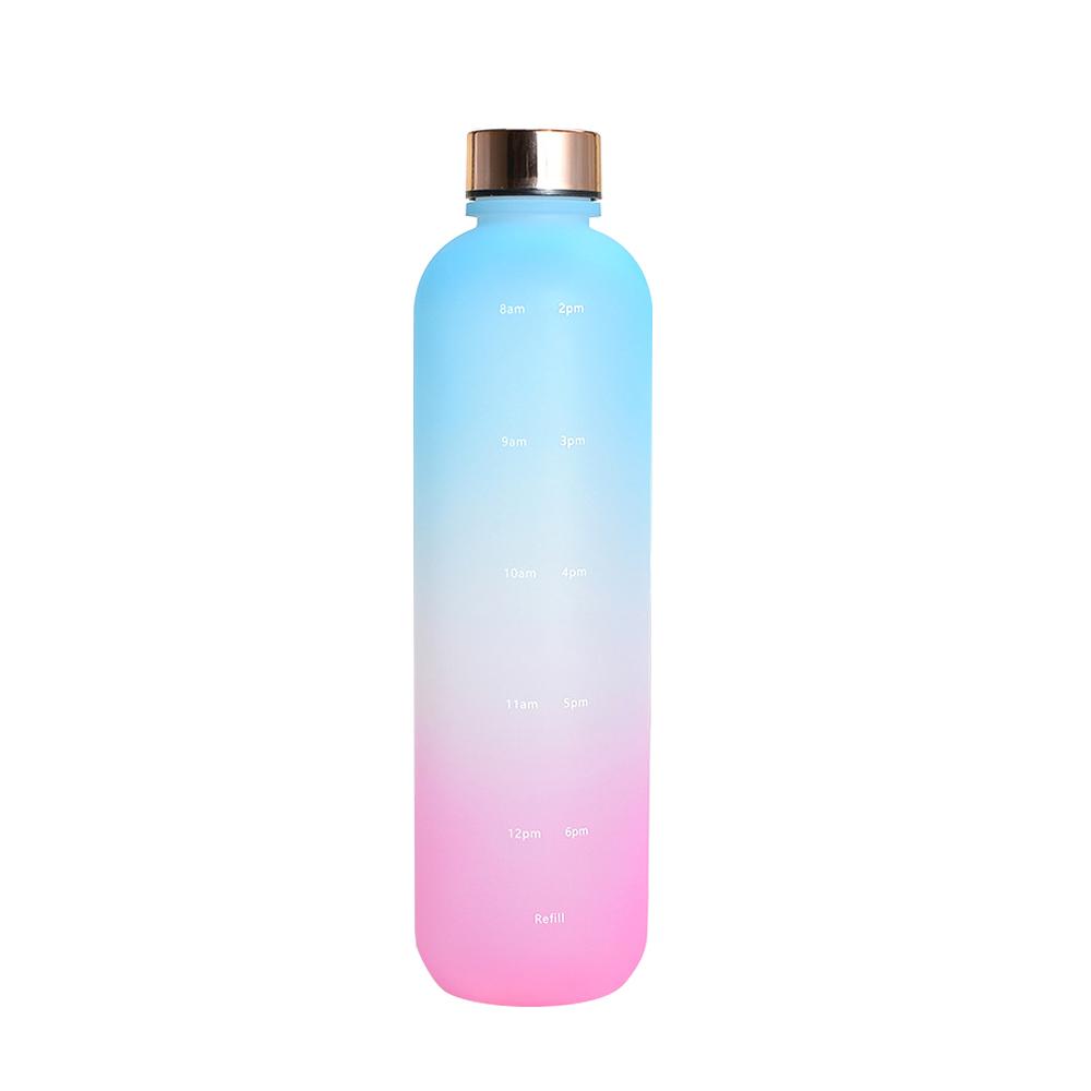 1l Water Bottle With Time Marker Gradient Frosted Plastic Cups Motivational Reusable Fitness Sports Outdoors Leakproof Bpa Free