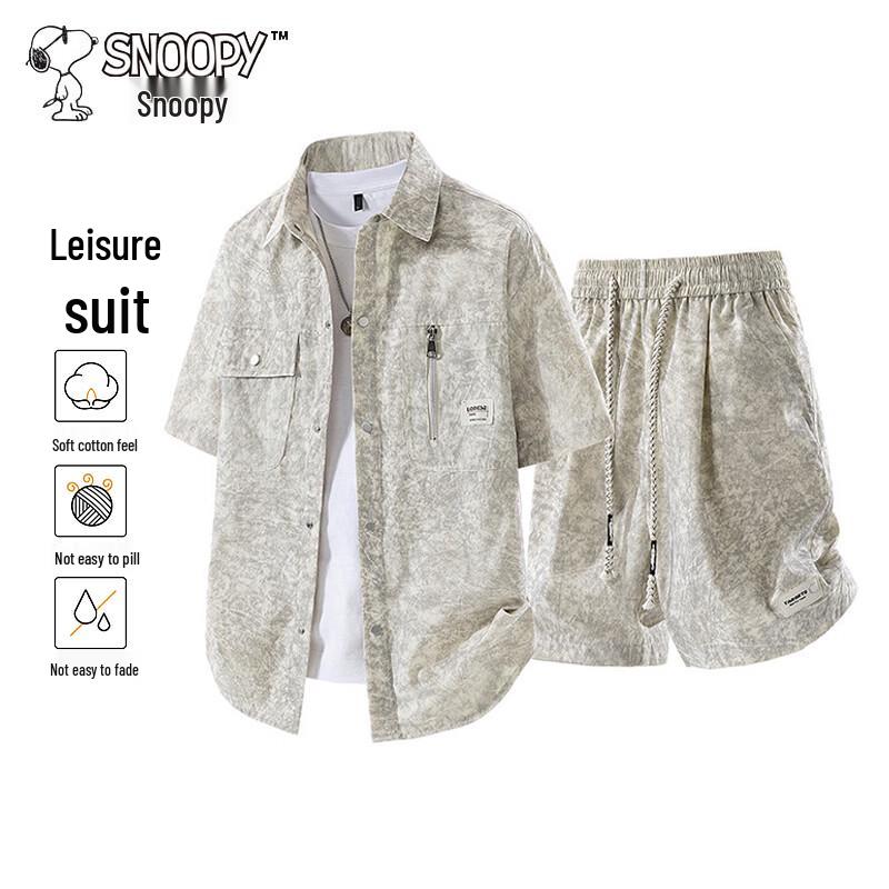 

SNOOPY Men s Tie-Dye Casual Shirt Set L