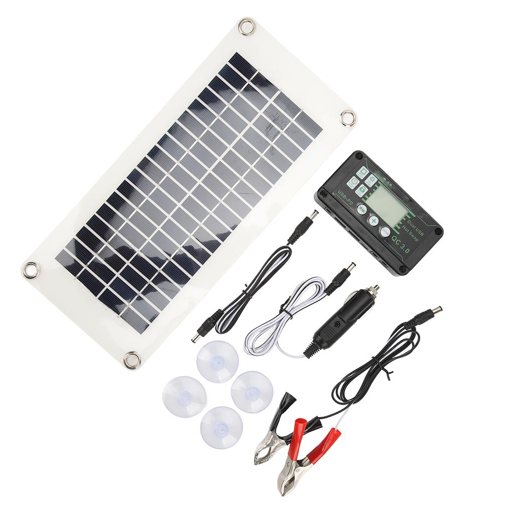 RV Solar Panel Kit 30W Polysilicon PET Battery Charger Panel with 50A Charge Voltage Controller for