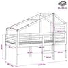 High Bed with Roof Wax Brown 90 x 200 cm Solid Pine Wood