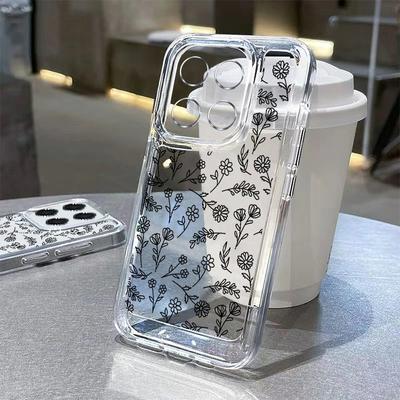 Voor Redmi Note 14 13 14C Hoesje Schetslijn Bloemenprint Transparant TPU Zachte Cover Voor Funda Xiaomi Redmi Note 14 Pro 5G 13 12 11