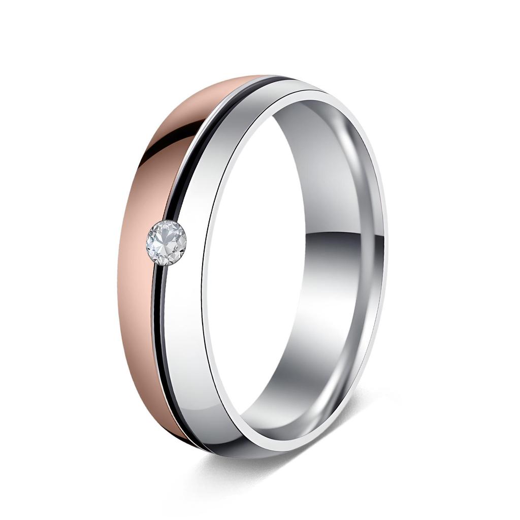 Anillos a juego para pareja japonesa y coreana: Acero Inoxidable con Diamantes Incrustados