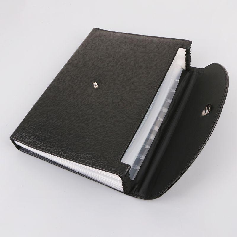 Fashion A4 Business Bag Men Lady Leather Pouch Paper File Folders Package Messenger Bags 13 Layers