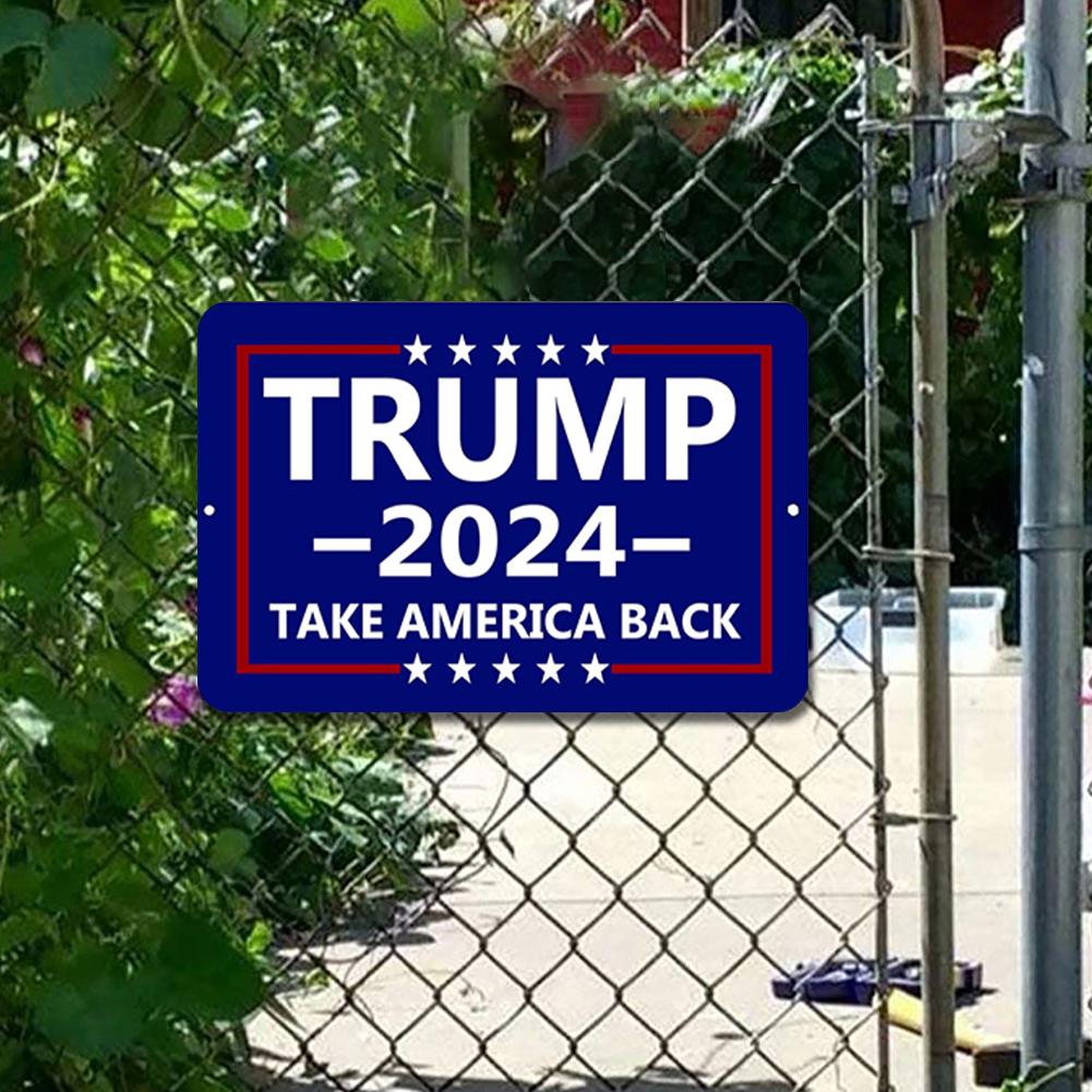 Placă metalică vintage Trump 2025 dreptunghiulară din fier pictură de perete decor pentru casă 30x20cm