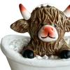 1/3Pcs Bathroom Highland Cow Figurine Bathing Reading Book Toilet Paper Highland Cattle Resin Statue Sculpture Decoration Ornament Calf Lovers Gifts