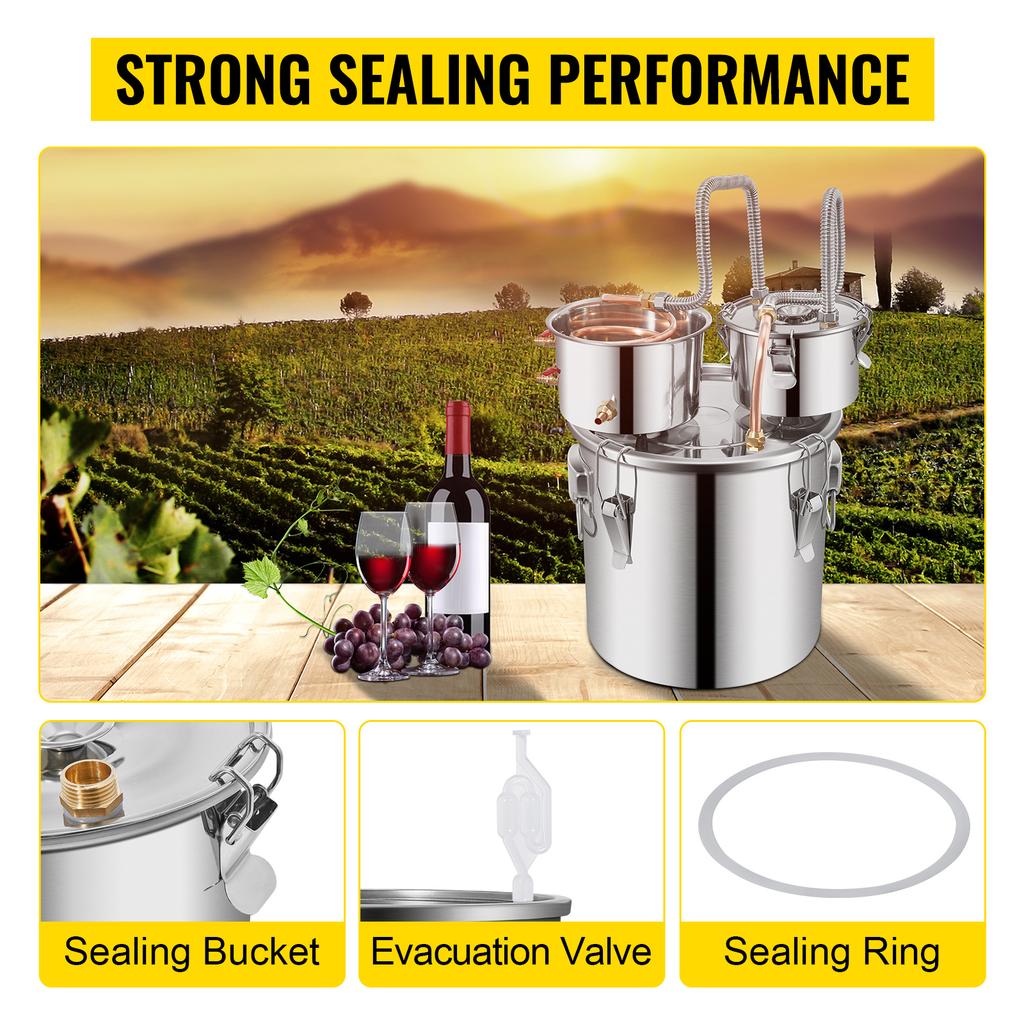 30L Alcohol Brewing Distiller DIY Moonshine Apparatus Stainless Steel Still Whisky Beer Brandy Home Appliance