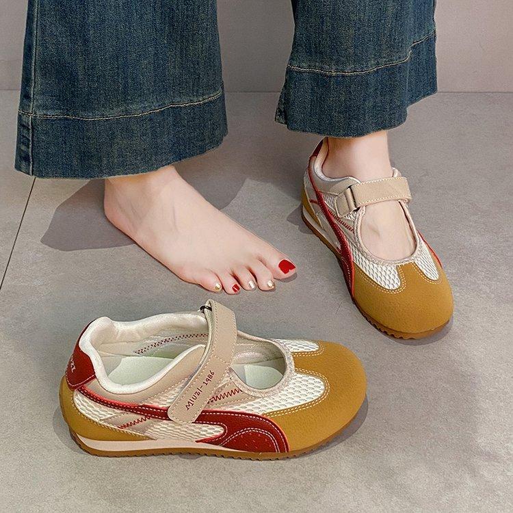 Summer Thin Casual Mary Jane Women's Shoes Leather Soft-soled Sports Sandals 2025 New Mesh Casual Dad Shoes