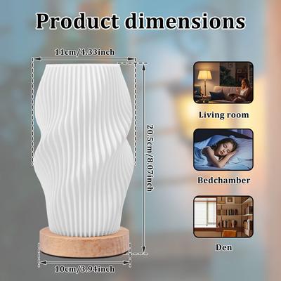 Bedside Lamp 3Color Adjustable Night Light USB Charging Touch Control Nightstand Lamp with Wood Base for Bedroom Home Decoration