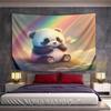 Cute Panda with Rainbow and Butterfly Pattern Wall Hanging Tapestry Decorative Tapestry Home Decor for Bedroom and Living Room