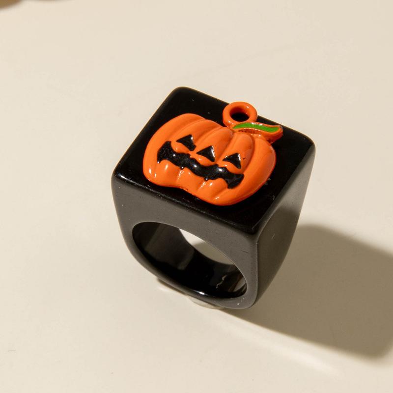 Halloween Creative Resin Ghost Pumpkin Ghost Ring Dark Easter Ring Girl