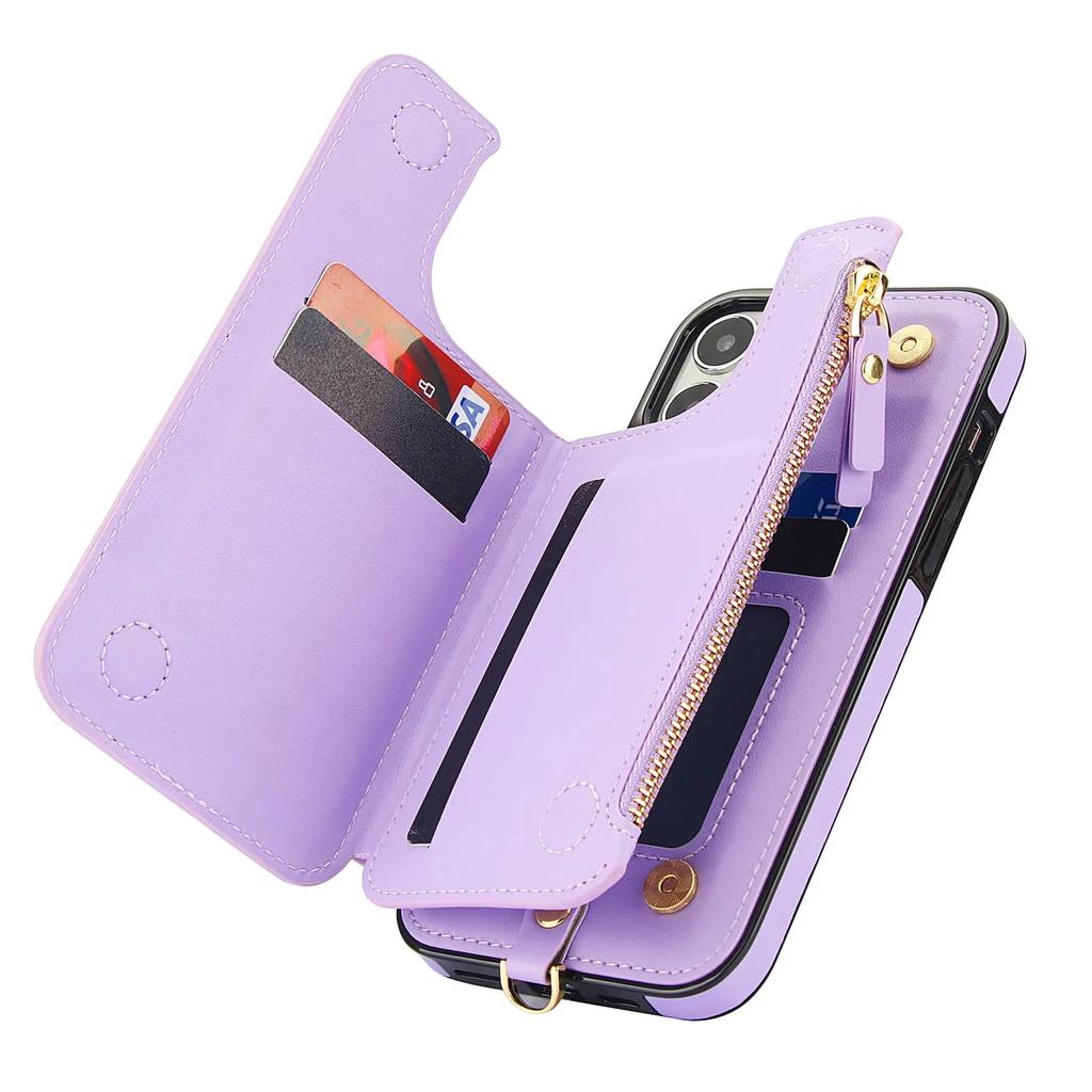 Wallet Case for iPhone 14/13/12/11 Pro Max 14 Plus/13/12 Mini/7/8/SE 2025 with Card Slot Holder, Magnetic Flip Folio Purse Case