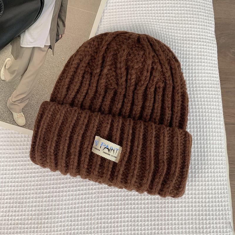 Big head circumference loose round face suitable wool hat women's winter warm face small knitted hat