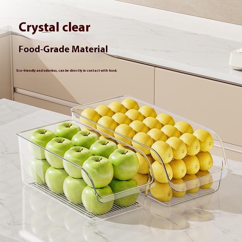 Food Storage Containers with Lid Plastic BPA-Free Kitchen Organizer, Clear Refrigerator Box for Eggs, Fruits, Vegetables