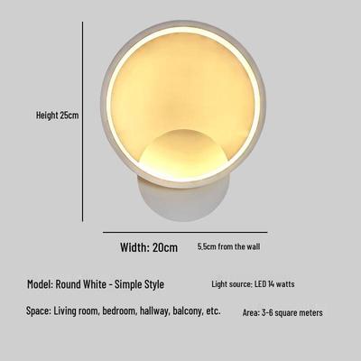 Nordic Round LED Wall Lamp with 3-Color Dimming