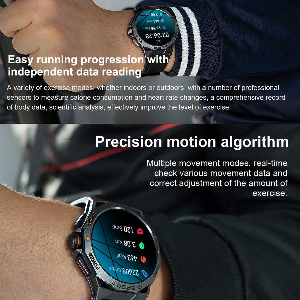 Men Outdoors Sports 1.43" AMOLED Screen Smartwatch Blue Tooth Call Heart Rate Health Monitoring Smart Watches Waterproof Women