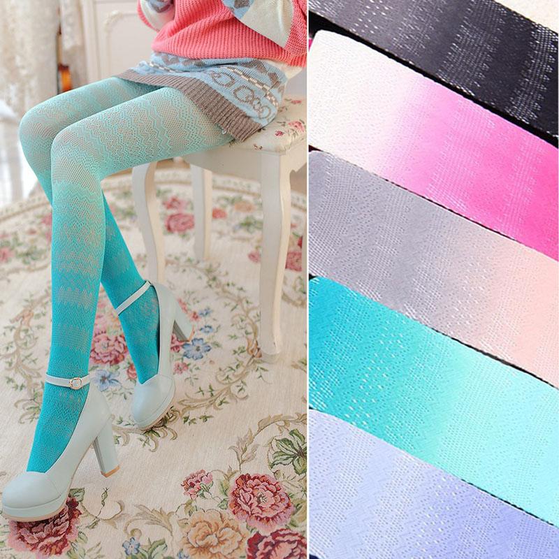 Sexy Women'S Long Fishnet Body Stockings Gradient Candy Color Fish Net Pantyhose Mesh Nylon Tights Lingerie Thigh High Hosiery