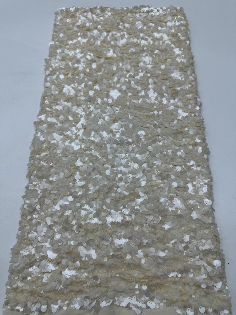 5+7+9mm Sequins Lace Fabric Fashion Design Handmade Embrordered Net Lace with Full Sequin Fabric for Party Evening Dress Cloth