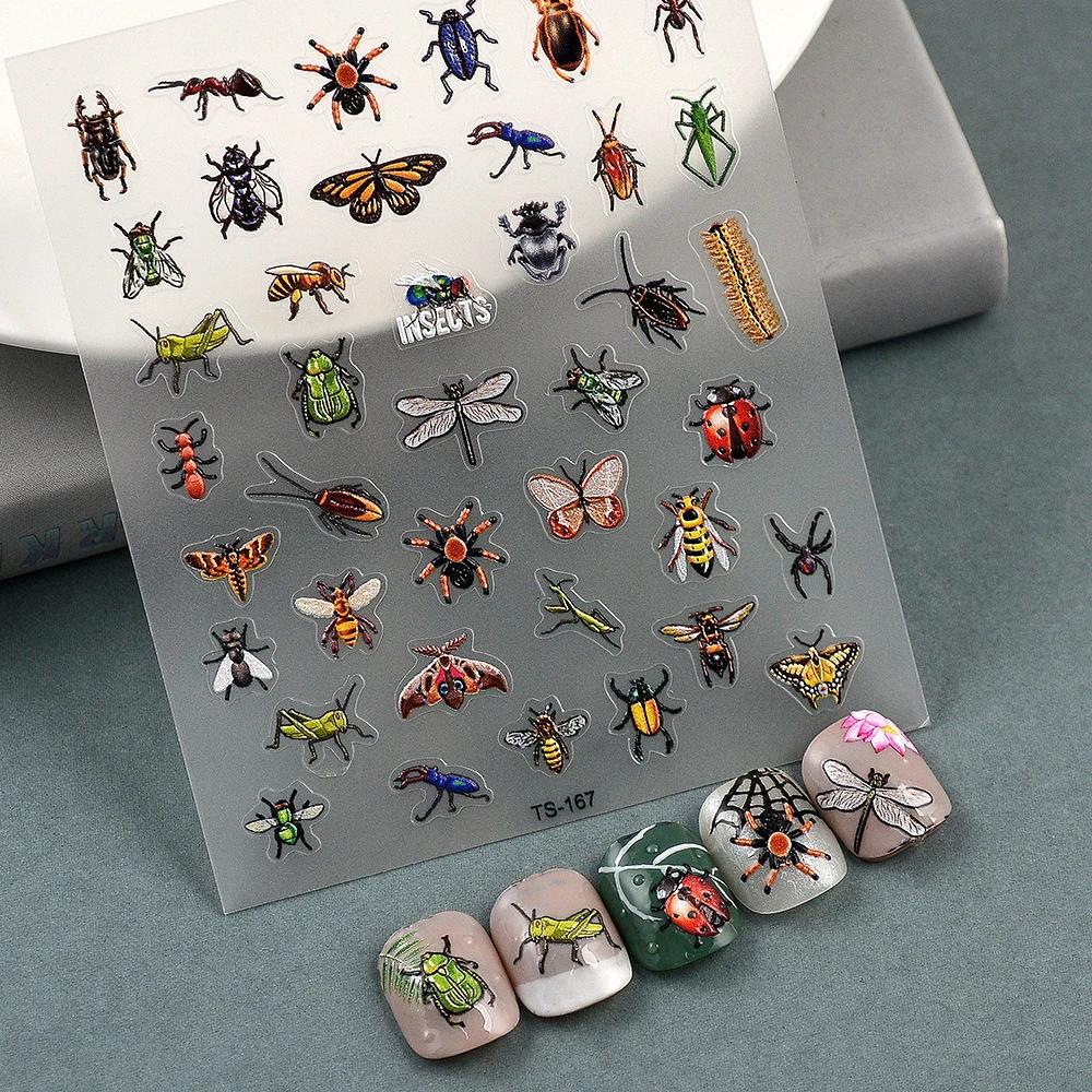 1 Piece 5D Chic Dragonfly Insect Butterfly Nail Sticker Retro Totem Nail Art Decoration Sticker Shape Nail Art Decal