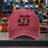 Gym Is My Therapy Fitness Graphic Washed Baseball Cap Adjustable Casual Cotton Outdoor Hat
