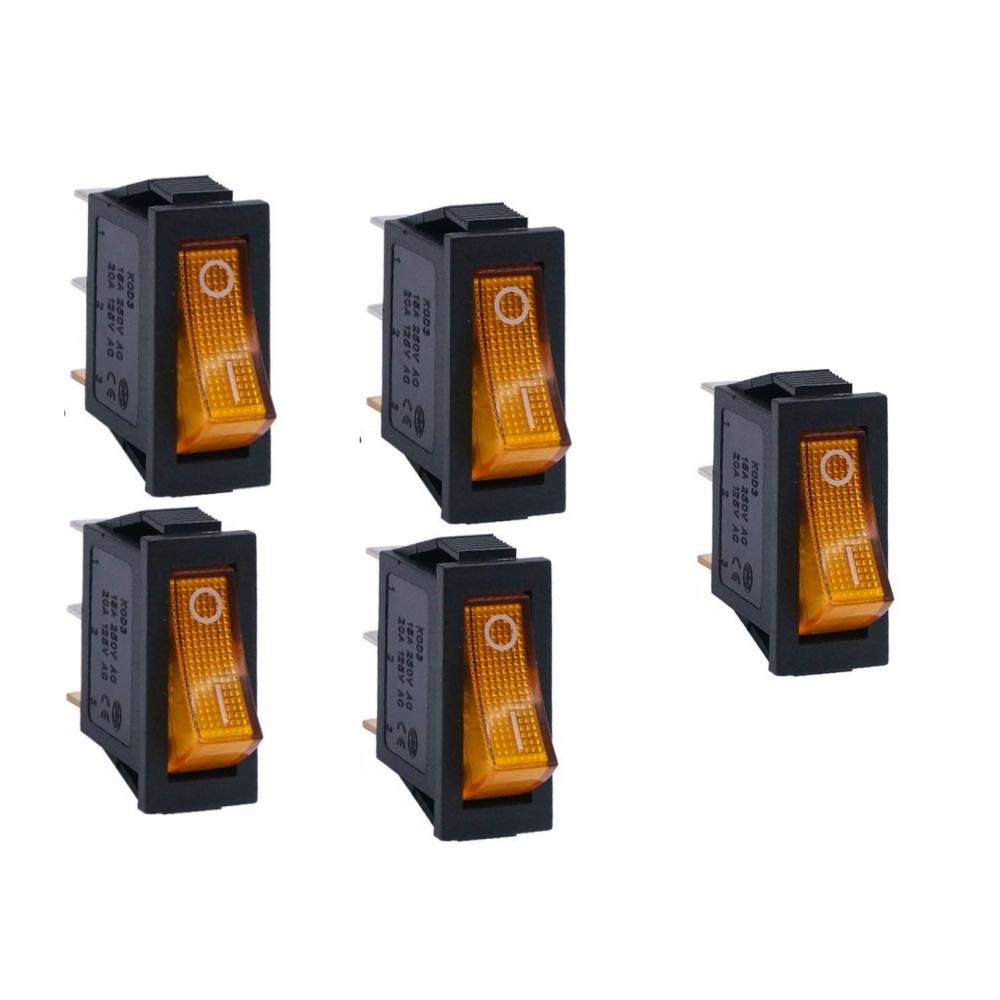 4/5pcs Rocker Switch Lighted KCD3 Rocker Switch On Off 3 Pin 2 Position Boat Rocker Switches 125V 250V AC SPST