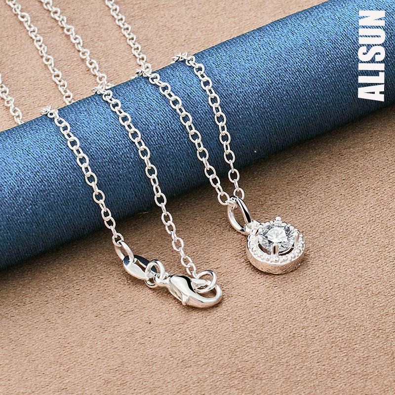 925 Sterling Silver AAA Zircon Pendant Necklace Fashionable Wedding Jewelry