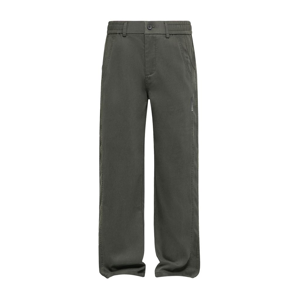 Solid color simple trendy brand versatile lyocell casual pants men's trendy brand loose wide-leg straight elastic waist long pants