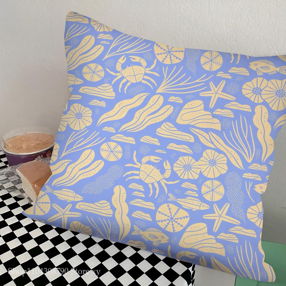 Marine Organism Shells Pillow Case Square Pillow Bedroom Sofa Leisure Comfort Cushion Car Living Room Home Decoration