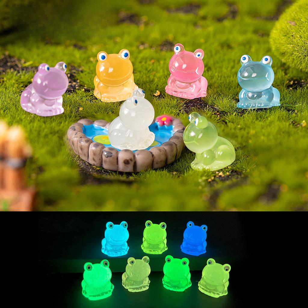 Colorful Glowing Little Frog Resin Figurine Adorable Cartoon Animal Decor