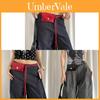 Vintage Red Pu Leather Waist Belt With Automatic Buckle For Women Dress Jeans Accessory