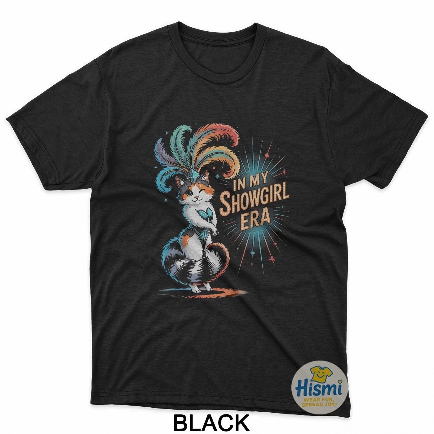 

Funny Cat In Show Girl Era Outfit Meme Kitty Women Girls T-Shirt L