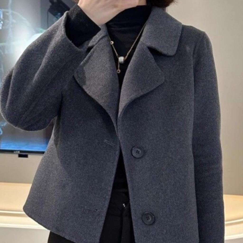 Jachetă de costum din lână față-verso pentru femei Primăvara, Toamna și Iarna Stil nou Palton mic cu temperament din lână