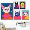 Retro Alien Cat Space Adventure UFO Poster Canvas Painting Abstract Animal Wall Art Picture For Living Room Home Decoration