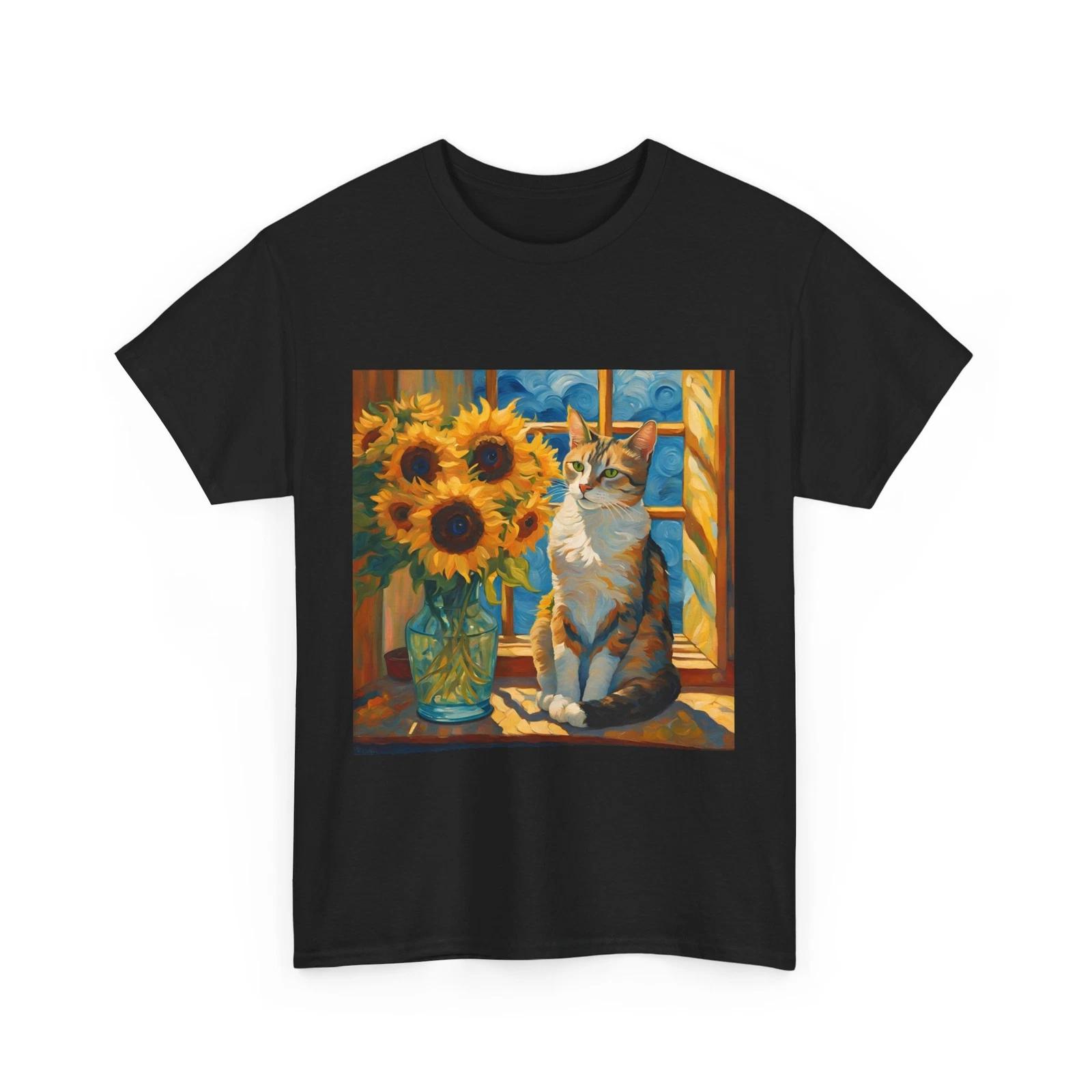 

Van Gogh Cat Shirt | Van Gogh Starry Night Cat Shirt | Vintage Black Cat Shirt T 4XL