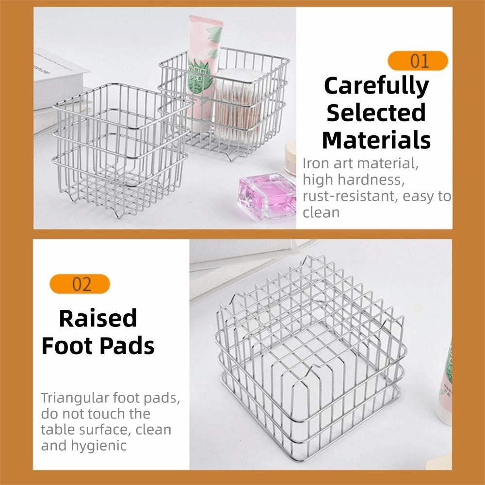 Modern Bathroom Storage Rack Stainless Steel Square Wire Basket Desktop Organizer