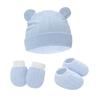 Newborn Beanie Hat Mittens Socks Set Lightweight Beanie Cotton Gloves No Scratch Mitten For Boys Girls